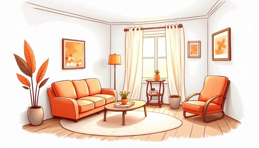 Draw an illustration of a cozy therapy room featuring adaptive equipment