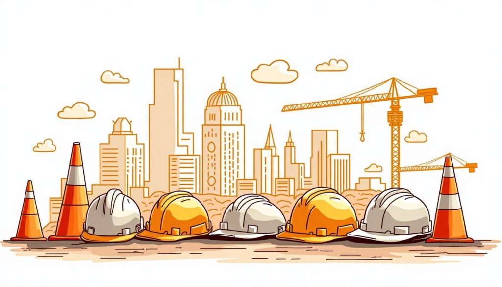 Draw an illustration of a construction site in arlington